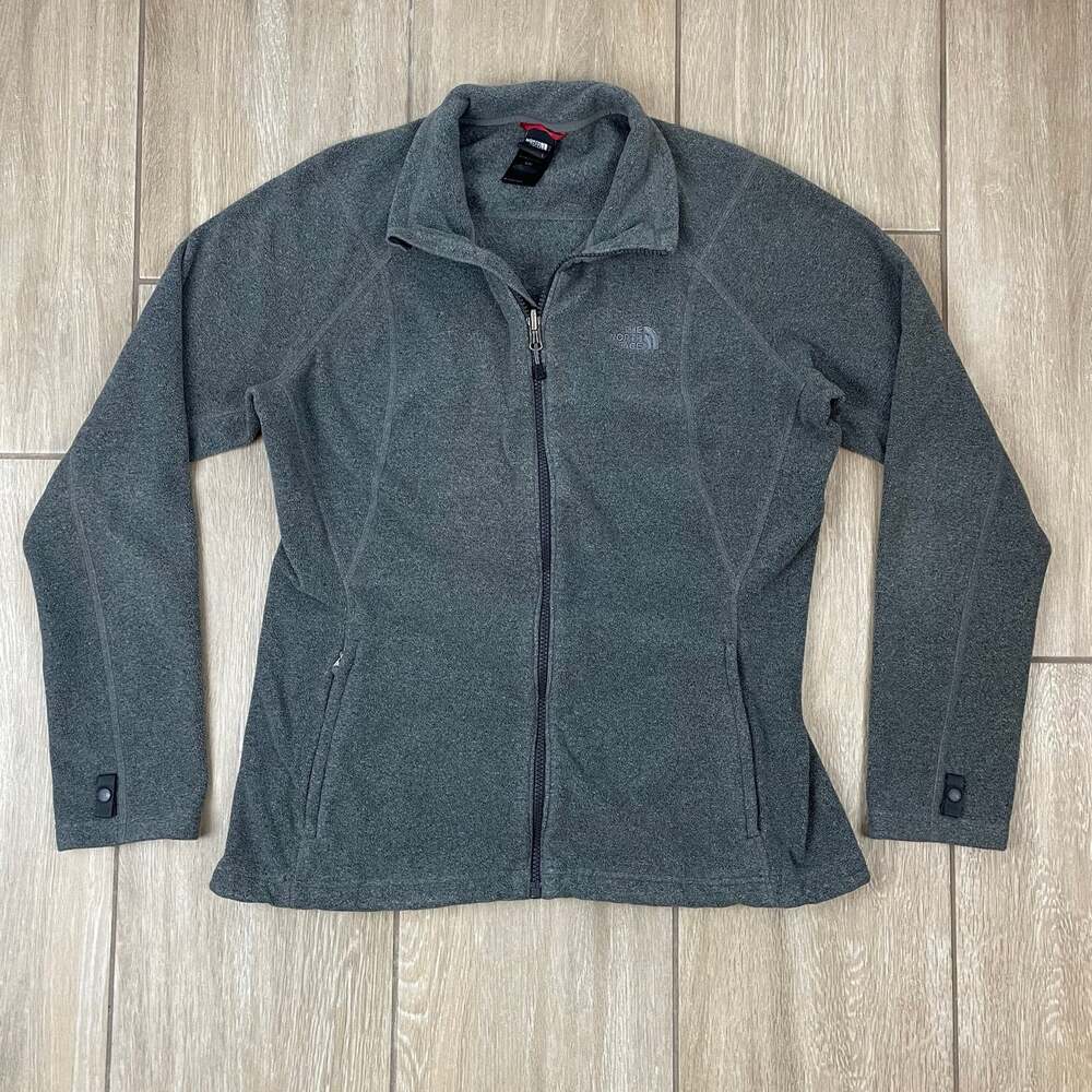 The North Face TKA Fleece Jacket Womens Large Gray Full Zip Hiking Outdoor